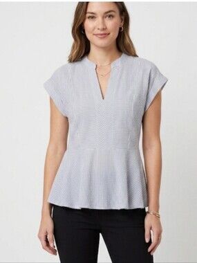 Gray And White  Striped Women's Top